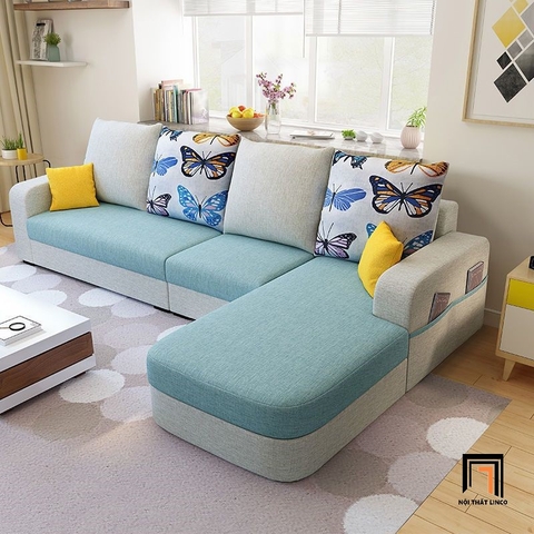 C1 Ghế sofa góc L cong xinh xắn GT122 Narod 2m8 x 1m6 cho gia đình