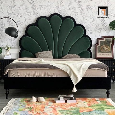 Giường ngủ tân cổ điển GN51 Jeriel 1m6x2m bọc vải nhung