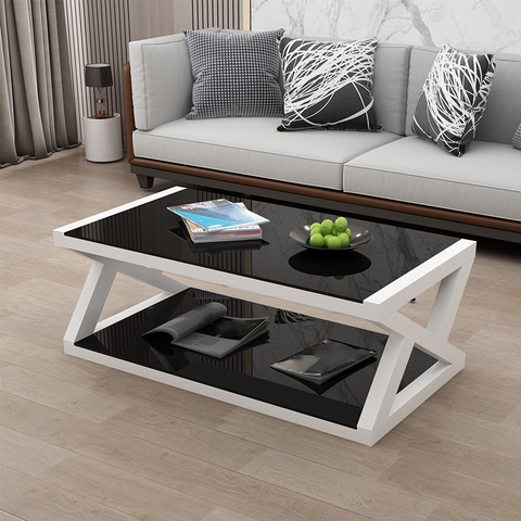 I2 Bàn sofa mặt kính cường lực BSF2 Trestle 1m 2 tầng giá rẻ