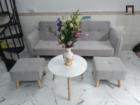 E3 Set ghế sofa giường đa năng giá rẻ GB48 Eding xám trắng dài 2m