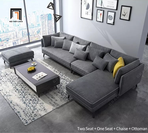 B1 Ghế sofa góc chữ L xám đậm GT21 Grace 3m1 x 1m6 phòng khách
