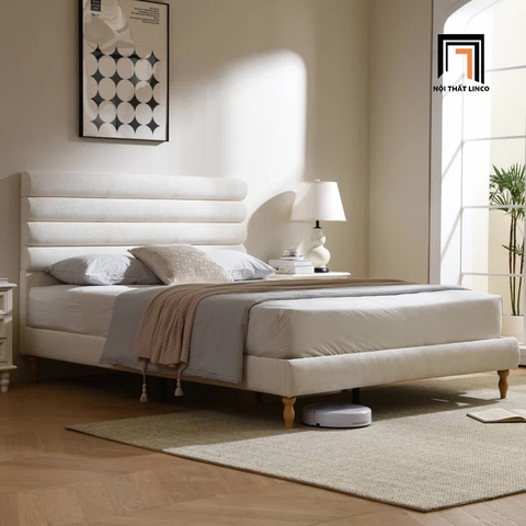 F2 Giường ngủ vải nỉ nhung mềm GN113 Peasane màu be kem