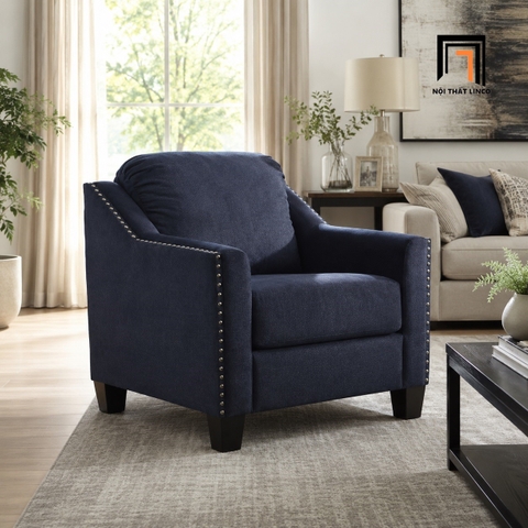 F2 Ghế sofa đơn xám đen vải nỉ DT57 Canchola phòng khách đẹp