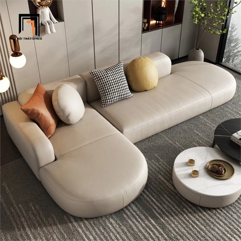 C4 Ghế sofa góc L kiểu cong GT250 Decoy 2m5 x 1m5 da xám trắng