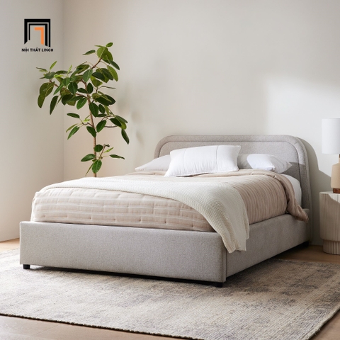D1 Giường ngủ vải nỉ màu xám trắng GN54 Camilla 1m6 cho căn hộ