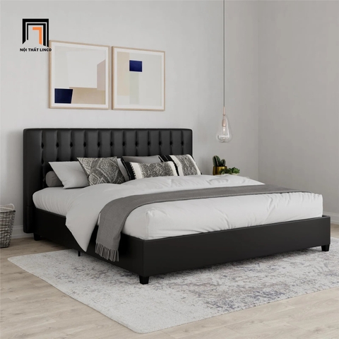 Giường ngủ GN5 Acquaviva bọc nệm simili giả da màu đen