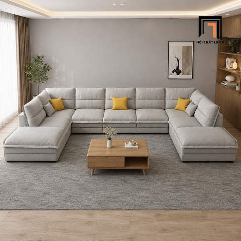 D2 Ghế sofa chữ U UT86 Vista 3m5 vải nỉ đẹp sang trọng