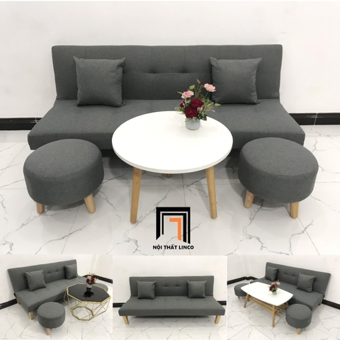 F4 Bộ ghế sofa giường nằm gấp gọn SFG dài 1m72 xám lông chuột