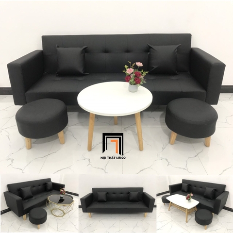 I4 Set ghế sofa giường gấp gọn 2m GBL2 da Pu màu đen giá rẻ