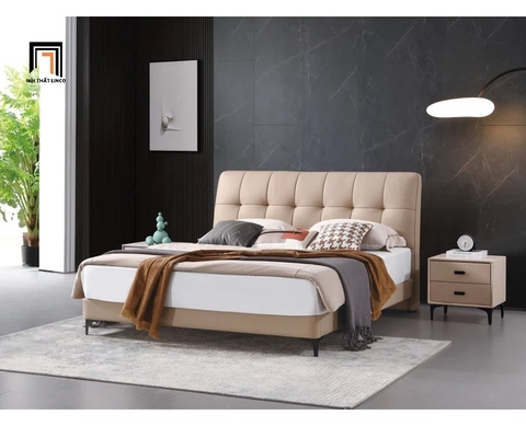 D3 Giường ngủ vải nỉ mềm màu be GN70 Weddle 1m6 x 2m giá rẻ