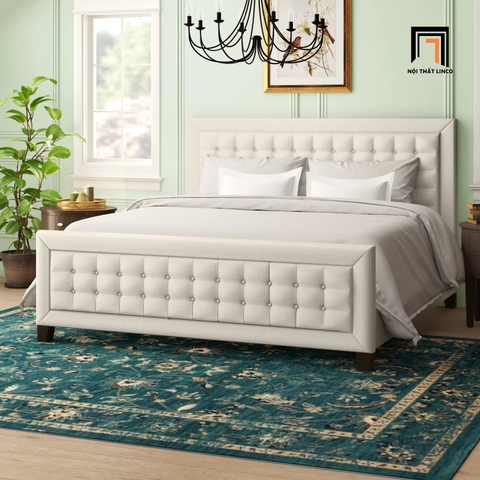 D1 Giường ngủ bọc nệm GN25 Kaster giật nút sang trọng màu kem