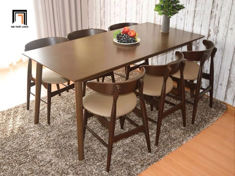 Bộ bàn ghế ăn 6 chỗ 20-KH6-G41-B108 màu nâu gỗ tự nhiên