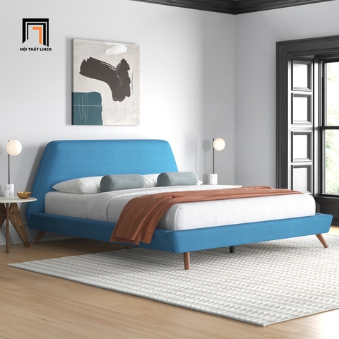 I1 Giường ngủ xanh dương vải nỉ GN24 Corrigan gia đình trẻ trung