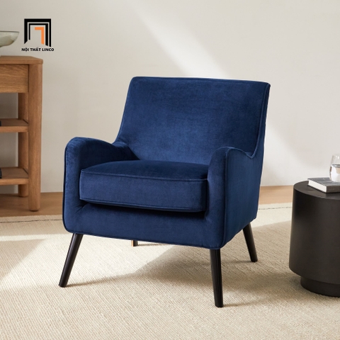 D2 Sofa đơn gia đình sang trọng DT17 Nooker vải nhung xanh đậm