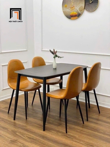 Bộ bàn ăn 4 ghế nhỏ gọn 33-BAD4-G22-B66 mặt đá ceramic 1m2