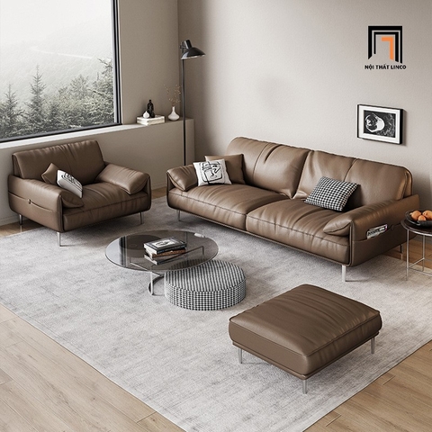 H1 Bộ ghế sofa bọc da giả sang trọng KT133 Alos màu nâu cafe