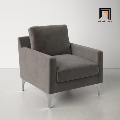 E3 Ghế sofa đơn vải nhung xám đen DT6 Jones cho phòng khách