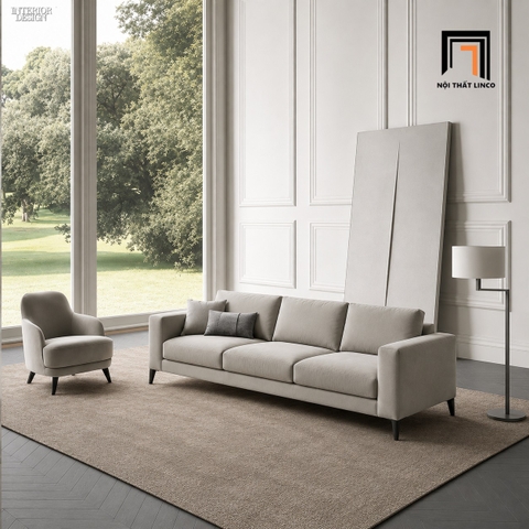 B3 Bộ sofa KT28 Esher vải nỉ xám trắng hiện đại