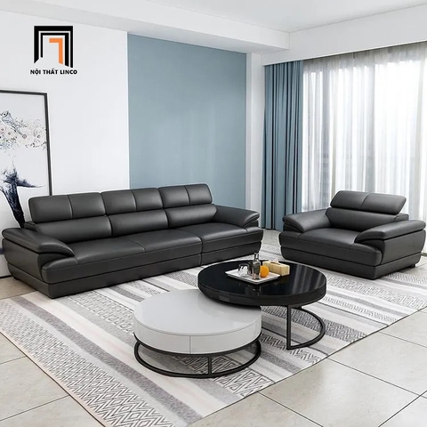 I4 Bộ ghế sofa phòng khách gật gù màu đen KT82 Zeglo bọc da giả