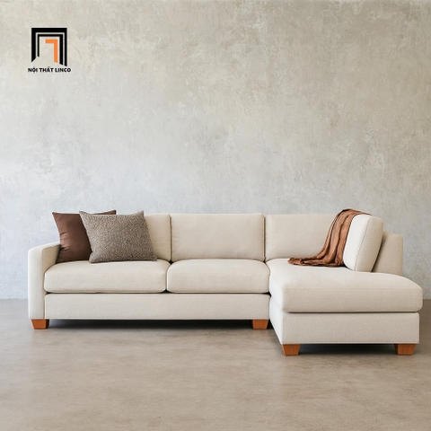 E3 Bộ ghế sofa góc L trắng kem GT10 Tuxedo 2m4 x 1m8 cho gia đình