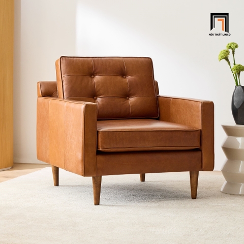 H3 Ghế sofa đơn da công nghiệp DT23 Drake màu nâu cam nổi bật