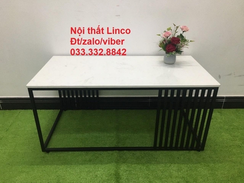 Q1 Bàn sofa phòng khách 1m x 50 mặt đá trắng khung chân sắt đen