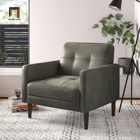 I2 Ghế sofa đơn da giả xám đậm DT101 Bharati văn phòng làm việc
