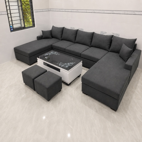D5 Sofa chữ U UT87 Blacky xám đậm rộng rãi giá tốt