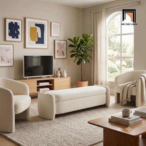 C3 Ghế sofa băng dài SB40 Tinan 1m4 thiết kế xinh xắn cho phòng khách