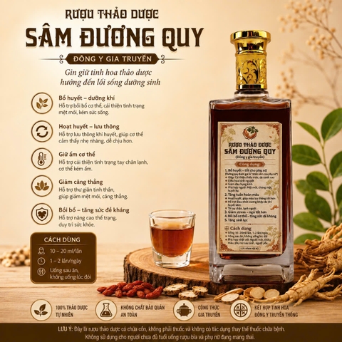 Sâm Đương Quy- Rượu Thảo Dược