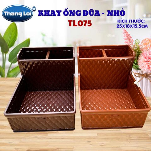 Khay Đựng Đũa Muỗng Kèm Ngăn Gia Vị Size Nhỏ TL075 – Nhựa Thắng Lợi | Dày Dặn, Sang Trọng, Phù Hợp Nhà Hàng Quán Ăn