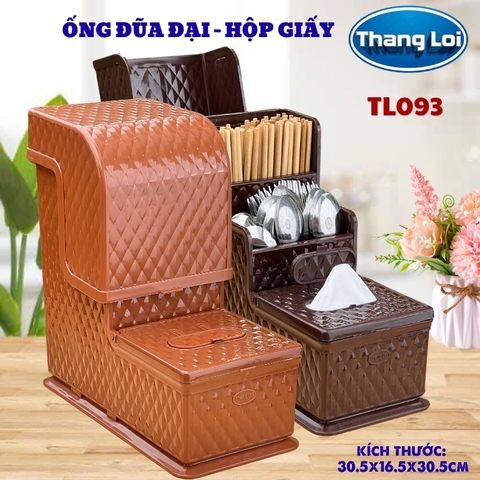 Ống Đũa Đại Kèm Hộp Giấy Ăn Thắng Lợi TL-093 Nhựa Cao Cấp, Hộp Đựng Đũa Có Nắp Để Bàn Ăn