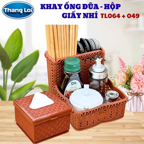 Combo khay đựng đũa nhà hàng quán ăn kèm hộp giấy TL064 - Size Nhí