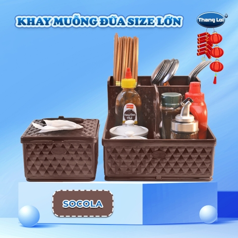 Combo khay đựng đũa có quai nhà hàng quán ăn kèm hộp giấy - SIZE LỚN TL069