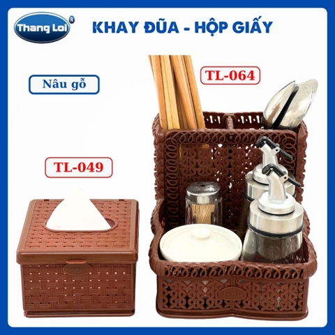 Combo khay đựng đũa nhà hàng quán ăn kèm hộp giấy TL064 - Size Nhí