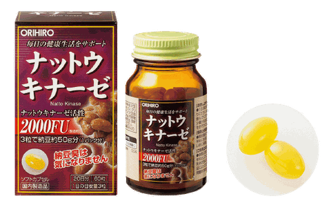 Nattokinase Orihiro 2000FU hỗ trợ giảm nguy cơ huyết khối (60 viên)