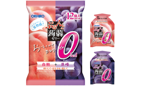 Thạch trái cây tươi từ khoai nưa Nhật Orihiro mix vị đào và nho tím (12 gói x 6g)