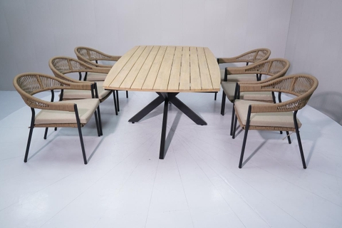 Amsterdam dining set, alu frame with rope