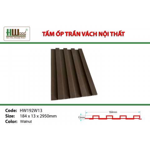 HW192W13ID Walnut 184 x 13 x 2950 Lam sóng