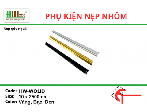 HW-WO1ID Đen 10x2500 Nẹp góc ngoài