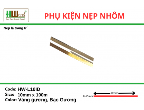 HW - L10ID Bạc gương 10x100 Nẹp la trang trí