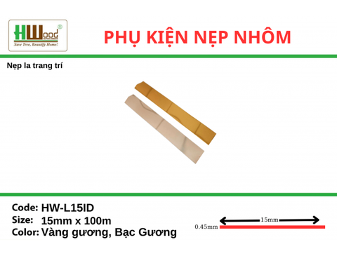HW - L15ID Bạc gương 15x100 Nẹp la trang trí