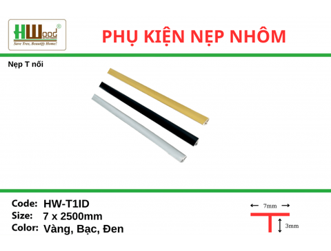 HWT1ID Đen 7x2500 Nẹp nối T