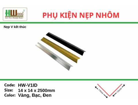 HWV1ID Đen 14x14x2500 Nẹp V kết thúc