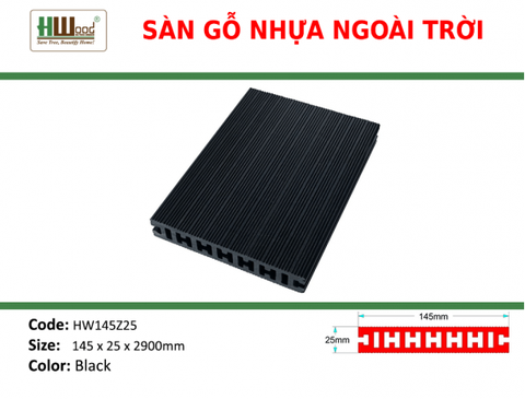 HW145Z25 Black 145x25x2200 Lổ H