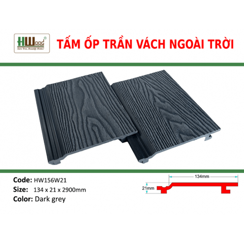 HW156W21 Dark grey 134x21x2200 Phẳng vân 3D