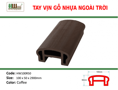 HW100R50 Coffee 100 x 50 x 2900 Trơn