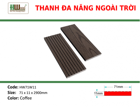HW71W11 Coffee 71 x 10 x 2900 Phẳng 3D