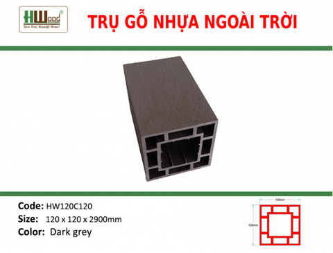 HW120C120 Dark-grey 120 x 120 x 2900 Phẳng