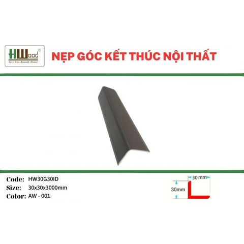 HW30G30ID AW-001 30x30x3000 Nẹp góc kết thúc V